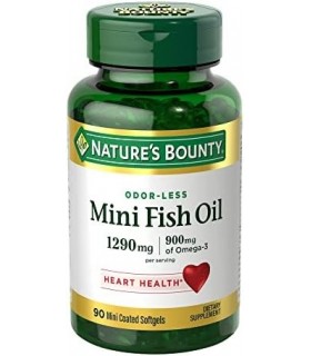 Natureøs Bounty Mini cápsulas de óleo de peixe 1290 mg, ômega-3, auxilia na saúde do coração, sem odor, 90 mini cápsulas revesti