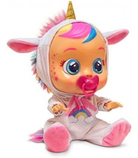 Cry Babies Dreamy the Unicorn Baby Doll de 12 | Pijama arco-íris removível brilhante para meninas e crianças de 18 meses ou mai