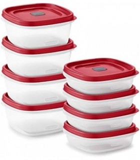Recipientes de armazenamento de alimentos de 16 peças Rubbermaid com tampas e saídas de vapor, micro-ondas e lava-louças, vermel