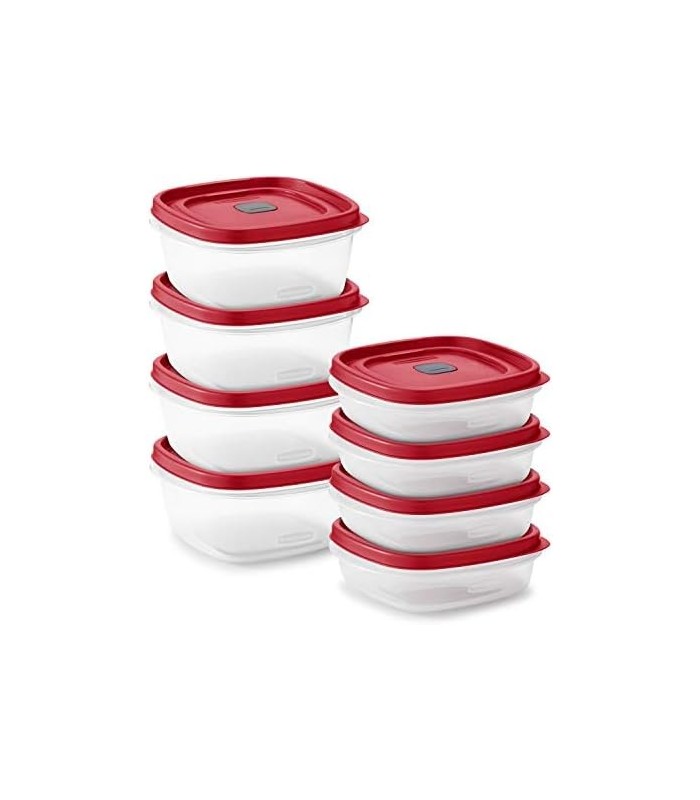 Recipientes de armazenamento de alimentos de 16 peças Rubbermaid com tampas e saídas de vapor, micro-ondas e lava-louças, vermel