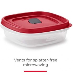Recipientes de armazenamento de alimentos de 16 peças Rubbermaid com tampas e saídas de vapor, micro-ondas e lava-louças, vermel