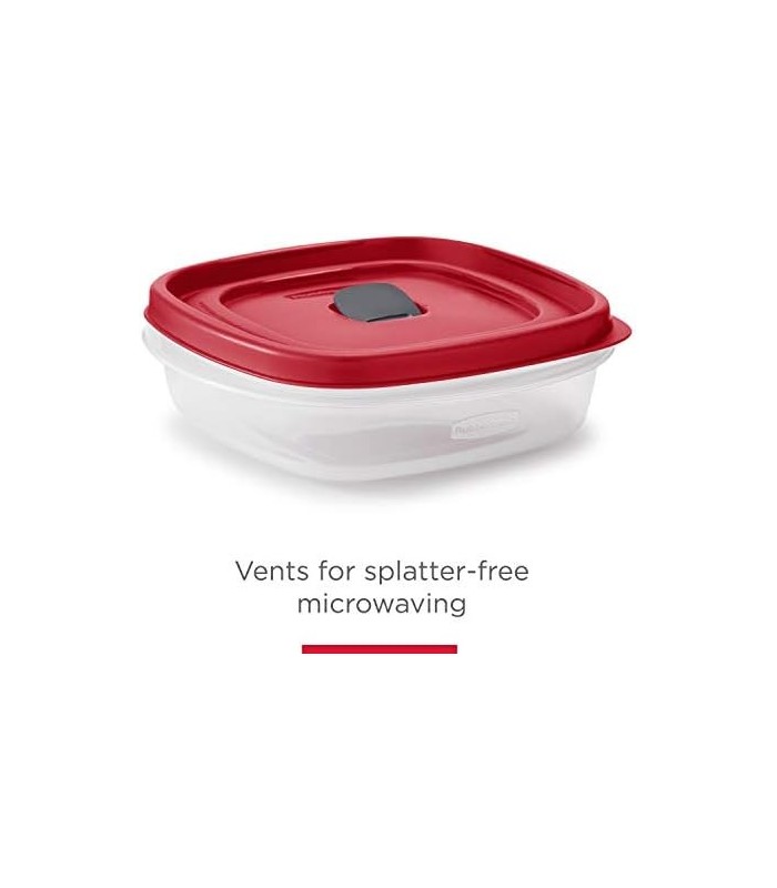 Recipientes de armazenamento de alimentos de 16 peças Rubbermaid com tampas e saídas de vapor, micro-ondas e lava-louças, vermel
