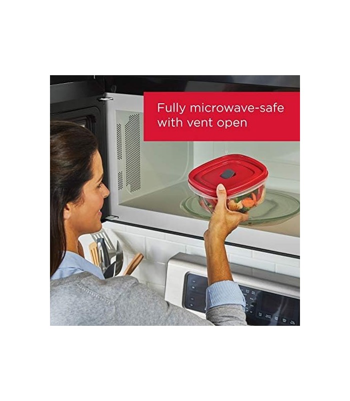 Recipientes de armazenamento de alimentos de 16 peças Rubbermaid com tampas e saídas de vapor, micro-ondas e lava-louças, vermel