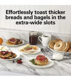 Torradeira Hamilton Beach com 2 fatias de slot extra largo com configurações de bagel e descongelamento, seletor de tonalidade,