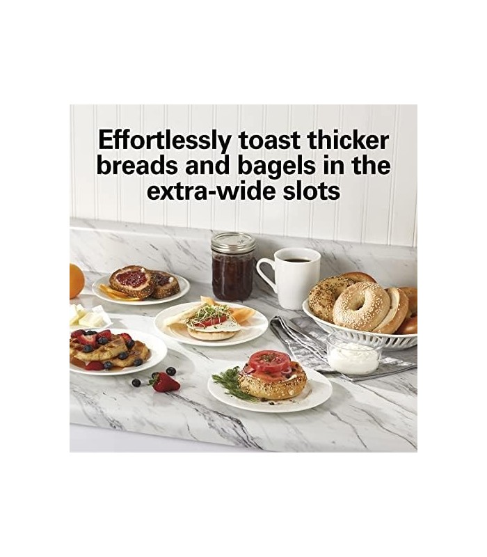 Torradeira Hamilton Beach com 2 fatias de slot extra largo com configurações de bagel e descongelamento, seletor de tonalidade,