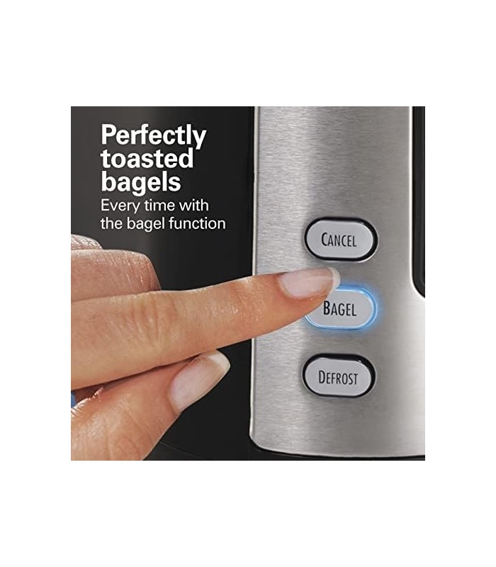Torradeira Hamilton Beach com 2 fatias de slot extra largo com configurações de bagel e descongelamento, seletor de tonalidade,