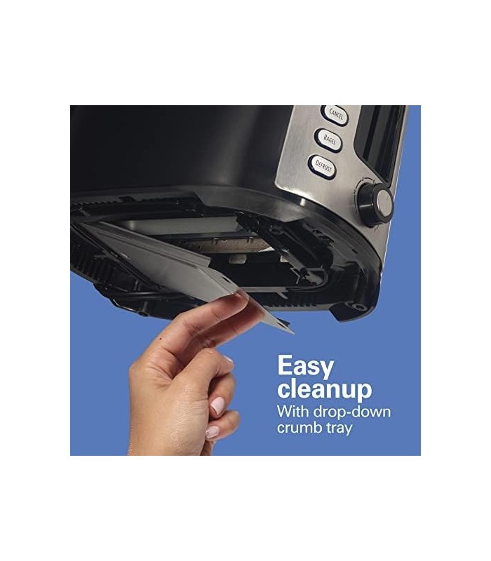 Torradeira Hamilton Beach com 2 fatias de slot extra largo com configurações de bagel e descongelamento, seletor de tonalidade,