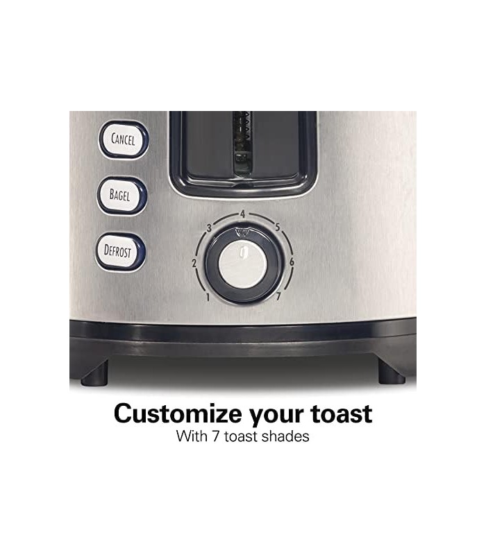 Torradeira Hamilton Beach com 2 fatias de slot extra largo com configurações de bagel e descongelamento, seletor de tonalidade,