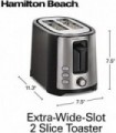 Torradeira Hamilton Beach com 2 fatias de slot extra largo com configurações de bagel e descongelamento, seletor de tonalidade,