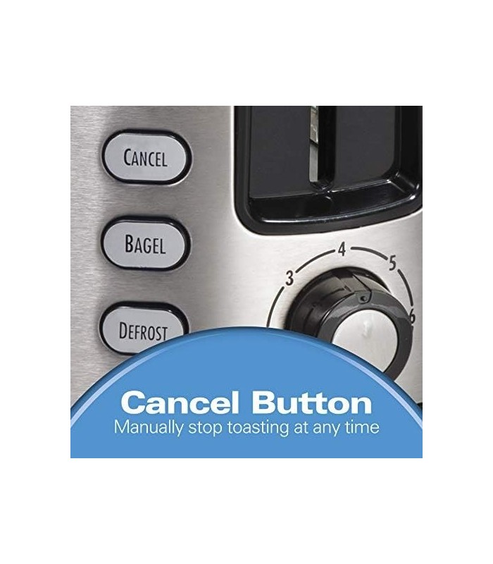 Torradeira Hamilton Beach com 2 fatias de slot extra largo com configurações de bagel e descongelamento, seletor de tonalidade,