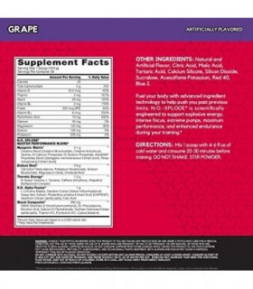 BSN N.O.-XPLODE Pó Pré Treino, Suplemento Energético para Homens e Mulheres com Creatina e Beta-Alanina, Sabor: Uva, 30 Porções