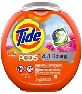 Tide PODS Plus Downy 4 em 1 HE Turbo sabão em pó, aroma fresco de abril, banheira de 61 contagens - a embalagem pode variar