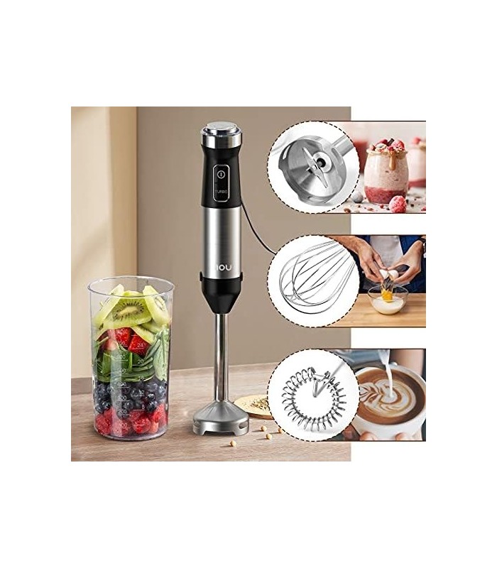Liquidificador de imersão  YIOU, liquidificador manual ultra-aderente de velocidade variável, 500 watts, motor de cobre resisten
