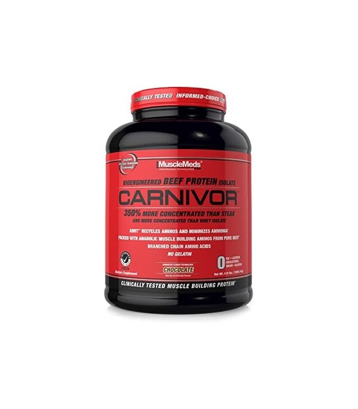 MuscleMeds, Carnivor Beef Protein Isolate Powder 56 porções, Chocolate, 72 onças, 4,5 libras (pacote com 1), 002542