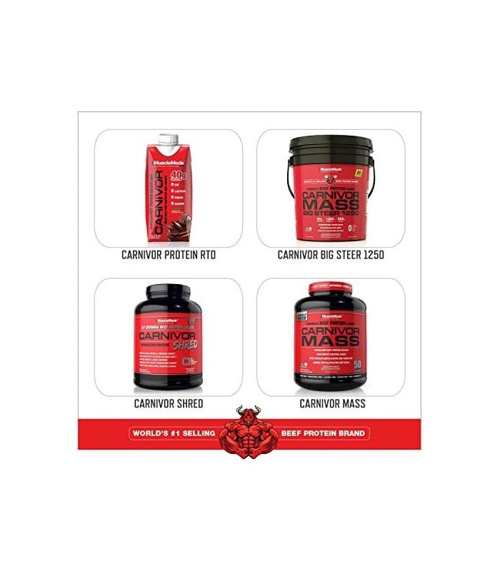 MuscleMeds, Carnivor Beef Protein Isolate Powder 56 porções, Chocolate, 72 onças, 4,5 libras (pacote com 1), 002542