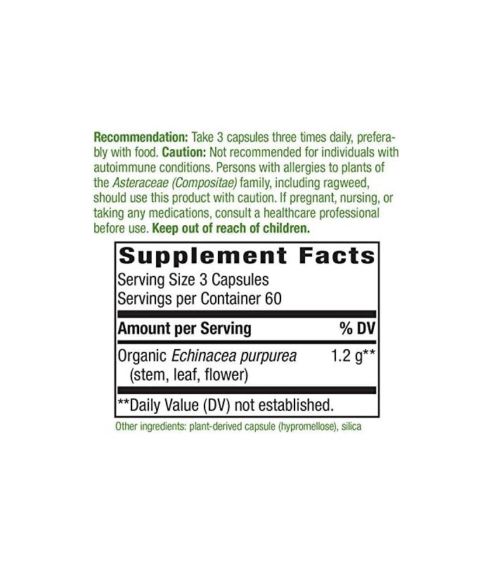 Natures Way Echinacea Purpurea Herb, 1.200 mg por porção, 180 VCaps