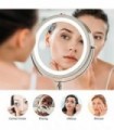 Ovente 6.8 Espelho de maquiagem para montagem na parede, lupa 1X e 10X, LED redondo ajustável de dupla face, braço extensível, r