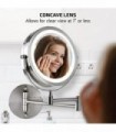 Ovente 6.8 Espelho de maquiagem para montagem na parede, lupa 1X e 10X, LED redondo ajustável de dupla face, braço extensível, r