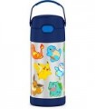THERMOS FUNTAINER 12 onças de aço inoxidável isolado a vácuo garrafa de palha para crianças, Pokemon