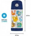 THERMOS FUNTAINER 12 onças de aço inoxidável isolado a vácuo garrafa de palha para crianças, Pokemon