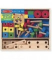 Edifício de construção de madeira Melissa & Doug definido em uma caixa (48 peças)
