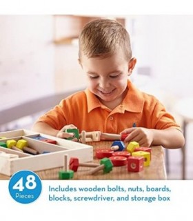 Edifício de construção de madeira Melissa & Doug definido em uma caixa (48 peças)