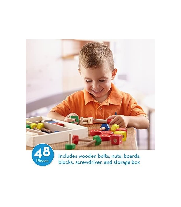 Edifício de construção de madeira Melissa & Doug definido em uma caixa (48 peças)