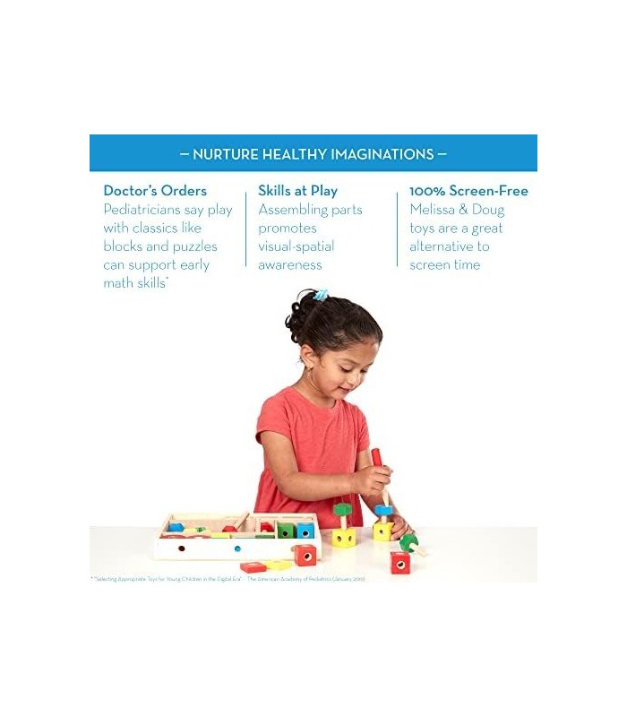 Edifício de construção de madeira Melissa & Doug definido em uma caixa (48 peças)