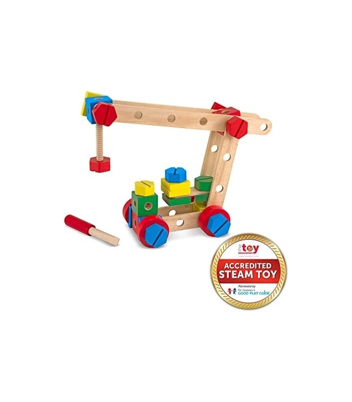 Edifício de construção de madeira Melissa & Doug definido em uma caixa (48 peças)