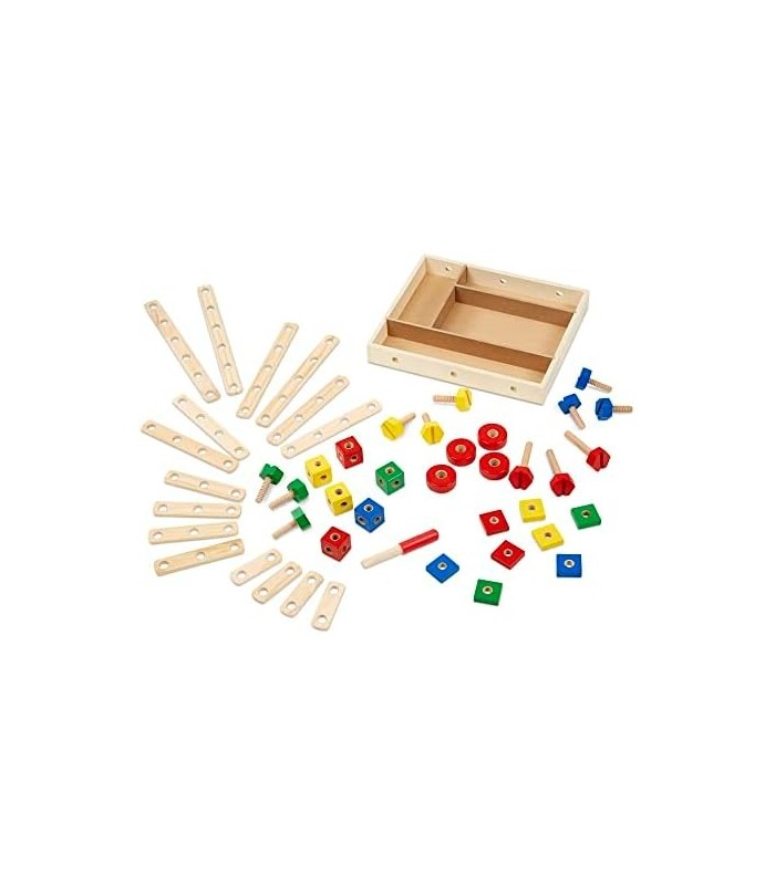 Edifício de construção de madeira Melissa & Doug definido em uma caixa (48 peças)