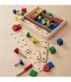 Edifício de construção de madeira Melissa & Doug definido em uma caixa (48 peças)