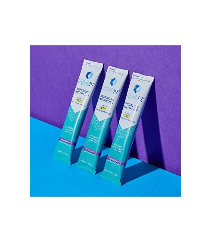 Líquido I.V. Multiplicador de Hidratação - Açaí - Pacotes de Pó Hidratante | Mistura de bebida eletrolítica | Vara de dose única