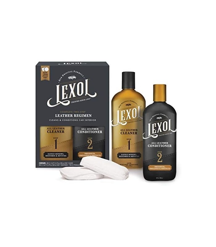 Lexol Leather Care Kit Condicionador e Limpador, Use em couro de carro, móveis, sapatos, bolsas e acessórios, cuidado de couro c