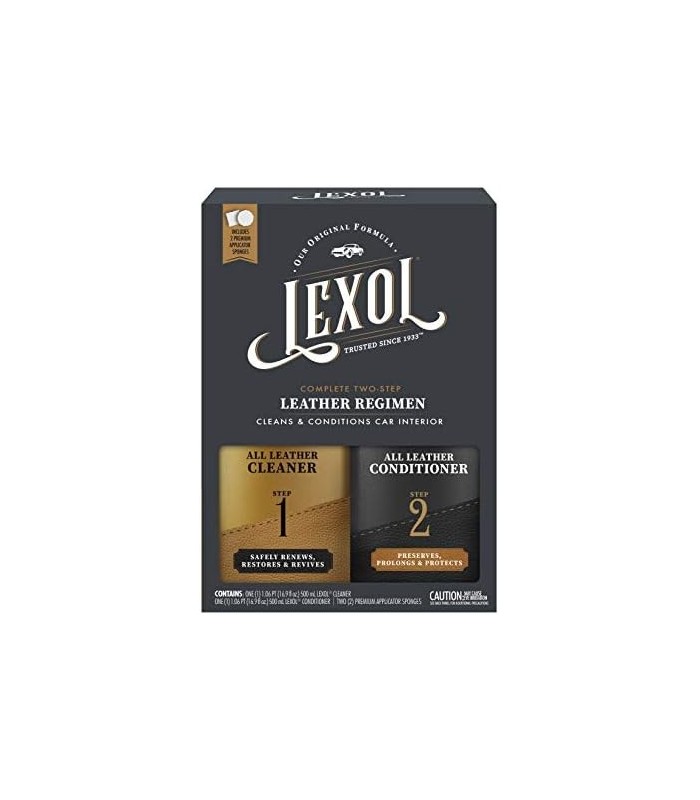 Lexol Leather Care Kit Condicionador e Limpador, Use em couro de carro, móveis, sapatos, bolsas e acessórios, cuidado de couro c
