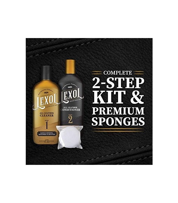 Lexol Leather Care Kit Condicionador e Limpador, Use em couro de carro, móveis, sapatos, bolsas e acessórios, cuidado de couro c