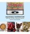Desidratador de alimentos Elite Gourmet EFD3321, bandejas de aço inoxidável, controles de temperatura ajustáveis, carne seca, er
