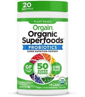 Pó de Superalimentos Verdes Orgânicos Orgânicos, - Antioxidantes, 1 bilhão de Probióticos, Vegan, Sem Laticínios, Sem Glúten, Ko