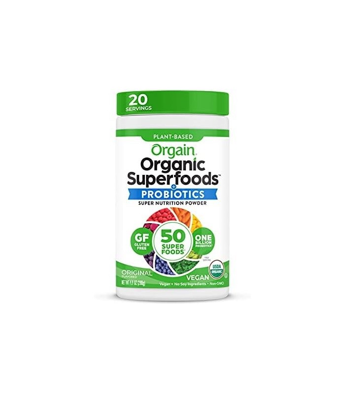 Pó de Superalimentos Verdes Orgânicos Orgânicos, - Antioxidantes, 1 bilhão de Probióticos, Vegan, Sem Laticínios, Sem Glúten, Ko
