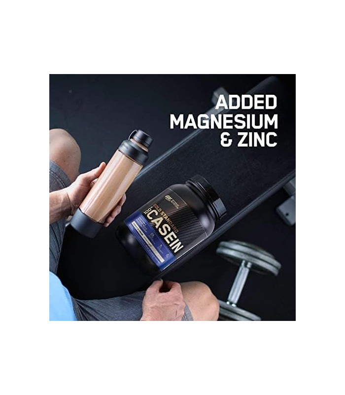 Optimum Nutrition Gold Standard 100% Micellar Casein Protein Powder, lento ajuda a mantê-lo satisfeito, recuperação muscular, ch