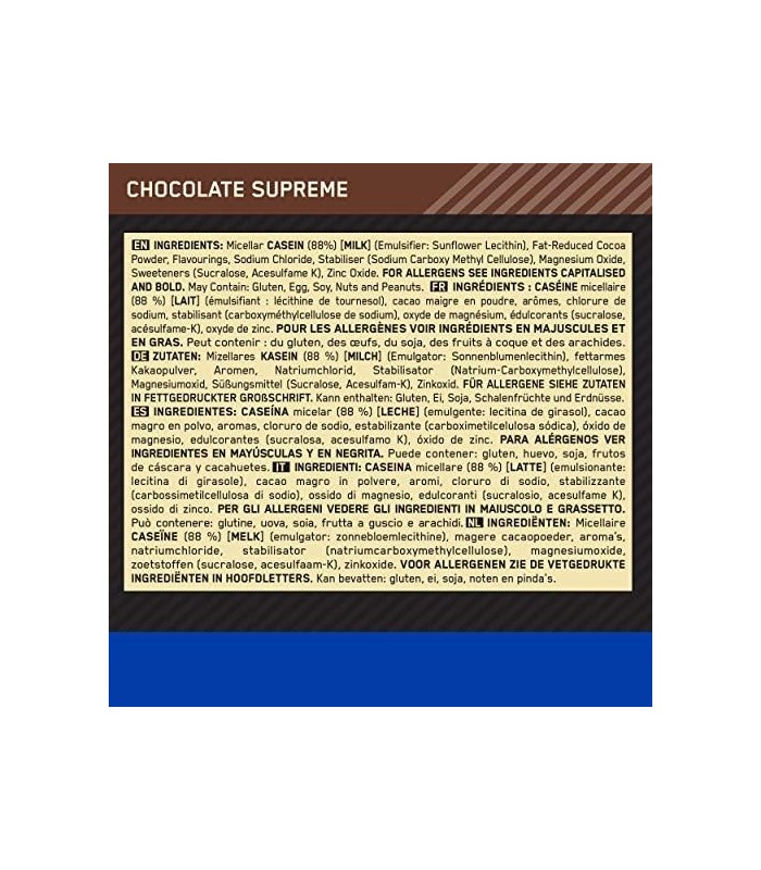 Optimum Nutrition Gold Standard 100% Micellar Casein Protein Powder, lento ajuda a mantê-lo satisfeito, recuperação muscular, ch