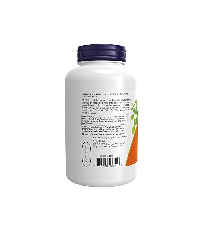 Suplementos  NOW, suporte de próstata, suporte de próstata, com Saw Palmetto padronizado, urtiga e licopeno, 180 cápsulas moles