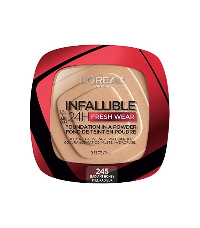 LOreal Paris Infallible Fresh Wear Foundation em pó, até 24 horas de uso, 245 Radiant Honey, 0,31 oz.