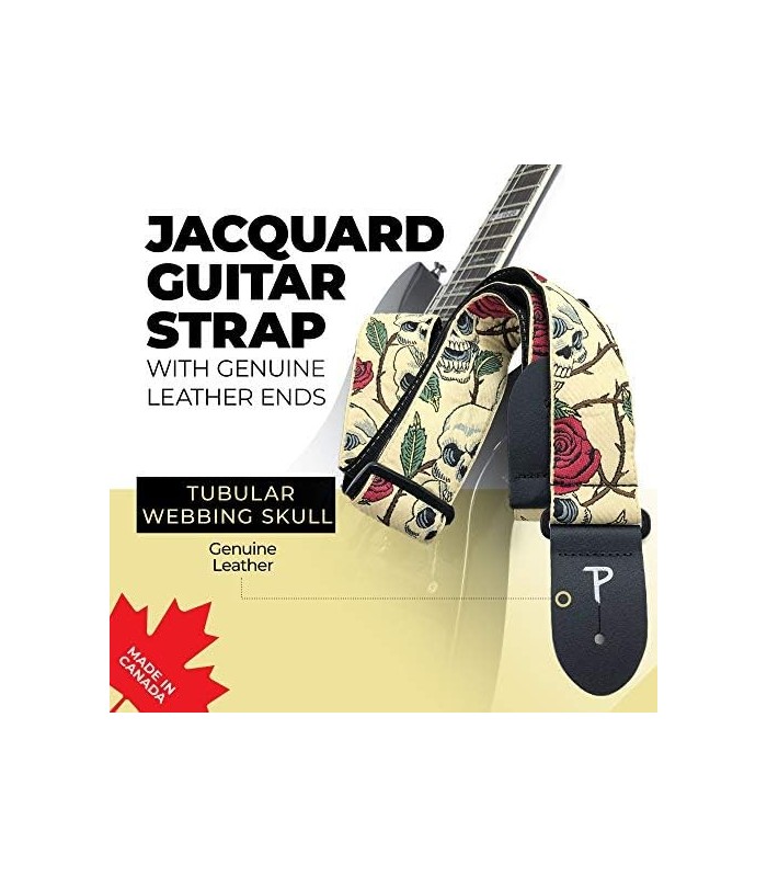 Alças de guitarra ajustáveis ??da Perriøs Leathers para crianças, homens e mulheres - Alça de guitarra jacquard para guitarras a