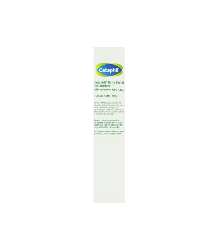 CETAPHIL Hidratante Facial Diário SPF 50, 1,7 fl oz Pacote com 2, Hidratante Facial Suave Para Tipos de Pele Seca a Normal, Sem