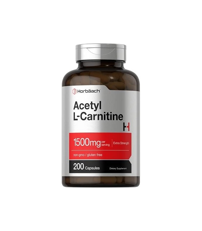 Acetil L-Carnitina 1500 mg 200 Cápsulas | ALCAR | Não transgênico, sem glúten | por Horbaach