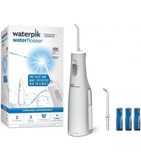 Waterpik Cordless Water Flosser, operado por bateria e portátil para viagens e casa, ADA Aceito Cordless Express, Branco WF-02