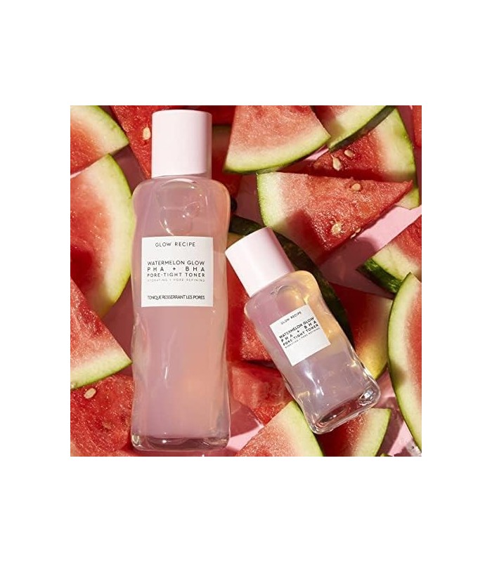 Glow Recipe Mini Watermelon Glow BHA + PHA Facial Toner - Toner esfoliante suave com ácido hialurônico, água de cacto, pepino ca