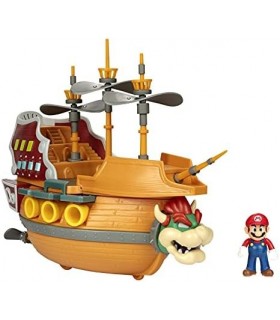 Playset Super Mario Deluxe Bowsers Air Ship com Mario Action - Sons autênticos do jogo e hélices giratórias