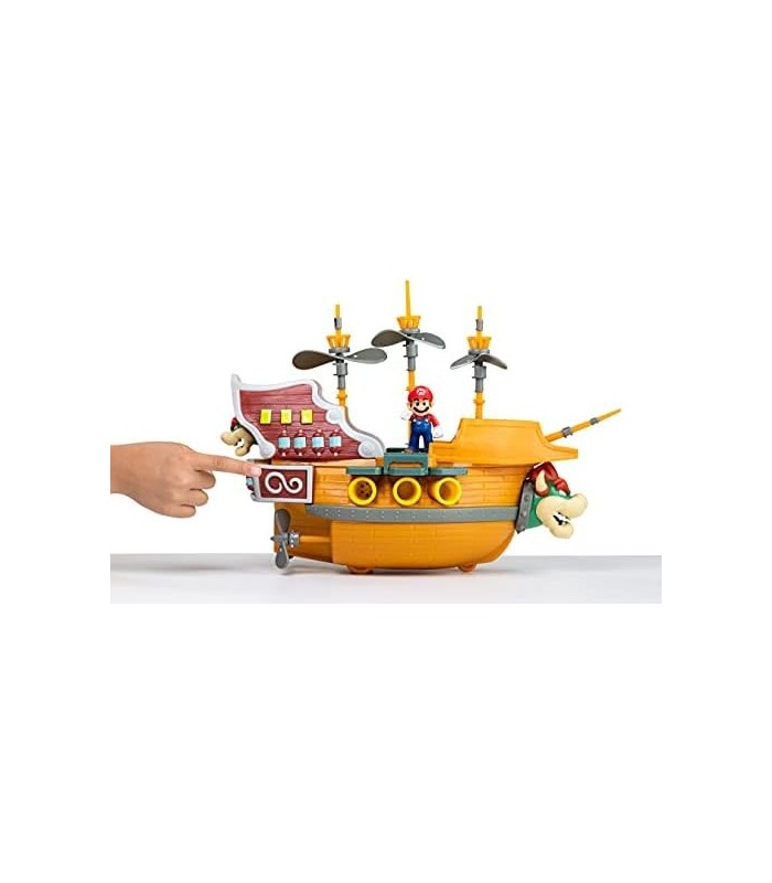 Playset Super Mario Deluxe Bowsers Air Ship com Mario Action - Sons autênticos do jogo e hélices giratórias