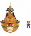 Playset Super Mario Deluxe Bowsers Air Ship com Mario Action - Sons autênticos do jogo e hélices giratórias